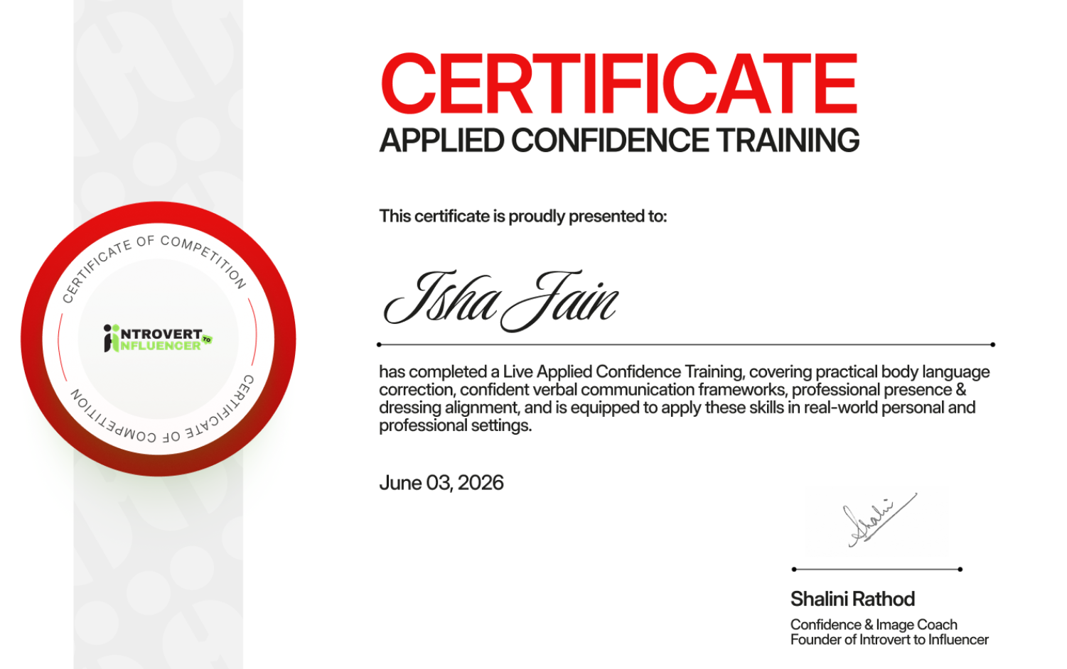 Certificate Preview
